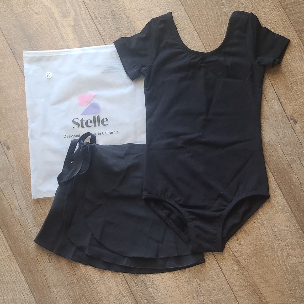 Stelle Black Leotard and Skirt Set